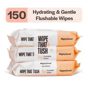 Wipe that Tush Flushable Wipes, Aloe & Vitamin E Infused, Fragrance-Free, 3 Packs of 50 Wipes, 150 Total Wipe that Tush Flushable Wipes, Aloe & Vitamin E Infused, Fragrance-Free, 3 Packs of 50 Wipes, 150 Total