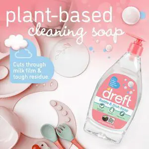Dreft Plant-Derived Liquid Dish Soap and Dishwashing Detergent for Baby Bottle, Fragrance Free Baby Essentials, 18 fl oz Dreft Plant-Derived Liquid Dish Soap and Dishwashing Detergent for Baby Bottle, Fragrance Free Baby Essentials, 18 fl oz