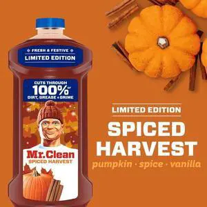 Mr. Clean All Purpose Cleaner, Floor Cleaner, Mop Soap, Cleaning Liquid, Spiced Harvest, Pumpkin, 41 fl oz Mr. Clean All Purpose Cleaner, Floor Cleaner, Mop Soap, Cleaning Liquid, Spiced Harvest, Pumpkin, 41 fl oz