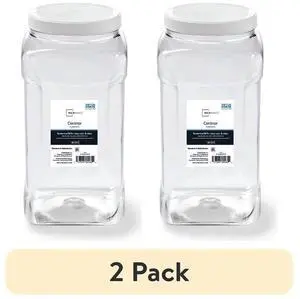 (2 pack) Mainstays 4-Quart Clear Plastic Canister with White Twist-Top Lid (1 Each) 5.83" x 5.16" x 10.20", Well Suited to Pantry Organization and Food Storage (2 pack) Mainstays 4-Quart Clear Plastic Canister with White Twist-Top Lid (1 Each) 5.83" x 5.16" x 10.20", Well Suited to Pantry Organization and Food Storage