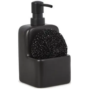 Mainstays Ceramic Soap Dispenser with Sponge Caddy, Black Mainstays Ceramic Soap Dispenser with Sponge Caddy, Black