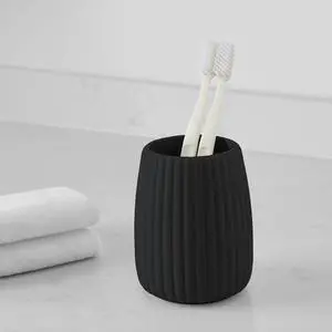Mainstays Rubberized Plastic Ribbed Toothbrush Holder, Black Mainstays Rubberized Plastic Ribbed Toothbrush Holder, Black