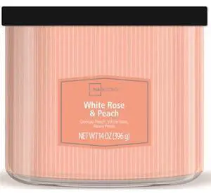 Mainstays White Rose and Peach 3-Wick Textured Wrap Candle, 14 oz Mainstays White Rose and Peach 3-Wick Textured Wrap Candle, 14 oz