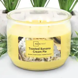 Mainstays Toasted Banana Cream Pie Scented 3-Wick Jar Candle, 11.5 oz Mainstays Toasted Banana Cream Pie Scented 3-Wick Jar Candle, 11.5 oz