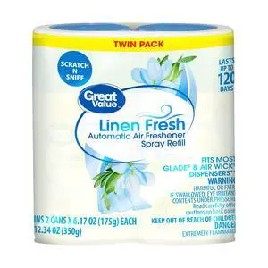 Great Value Automatic Air Freshener Spray Refill, Linen Fresh, 12.34 oz, 2 Count Great Value Automatic Air Freshener Spray Refill, Linen Fresh, 12.34 oz, 2 Count