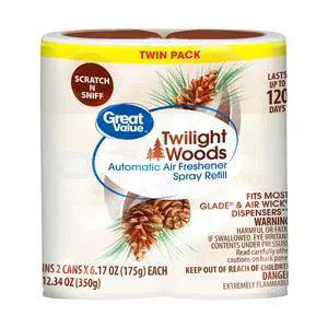 Great Value Automatic Air Freshener Spray Refill, Twilight Woods, 2 Pieces Great Value Automatic Air Freshener Spray Refill, Twilight Woods, 2 Pieces