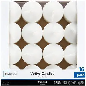 Mainstays Unscented Votive Candles, White, 16 Count Mainstays Unscented Votive Candles, White, 16 Count