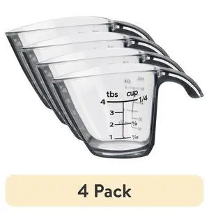 (4 pack) Mainstays 1/4C Plastic Mini Measuring Cup, Black/Transparent (4 pack) Mainstays 1/4C Plastic Mini Measuring Cup, Black/Transparent