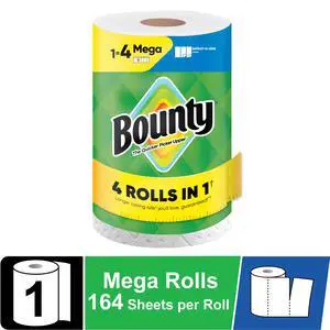Bounty Paper Towels Select-A-Size White, 1 Mega Roll, 164 Sheets per Roll Bounty Paper Towels Select-A-Size White, 1 Mega Roll, 164 Sheets per Roll