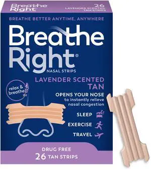 Breathe Right Nasal Strips, Tan Nasal Strips, Extra Strength, Calming Lavender Scent, 26 Count Breathe Right Nasal Strips, Tan Nasal Strips, Extra Strength, Calming Lavender Scent, 26 Count