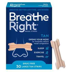 Breathe Right Original Nasal Strips, Tan Nasal Strips, Large, 30 Count Breathe Right Original Nasal Strips, Tan Nasal Strips, Large, 30 Count