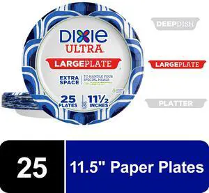 Dixie Ultra Large Plate Disposable Paper Plates, 11.5", Multi-Color, 25 Count Dixie Ultra Large Plate Disposable Paper Plates, 11.5", Multi-Color, 25 Count