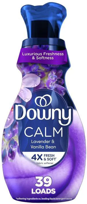 Downy Ultra Soft Fabric Softener Liquid, Calm, Lavender and Vanilla Bean, 26 fl oz, 39 Loads Downy Ultra Soft Fabric Softener Liquid, Calm, Lavender and Vanilla Bean, 26 fl oz, 39 Loads