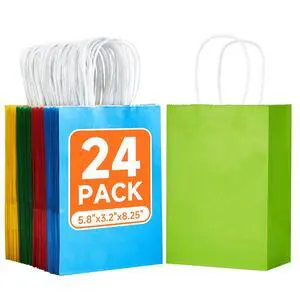 METAPRINT 24Pcs Paper Gift Bags with Handles, 5.8x3.2x8.25 Inch,Rainbow METAPRINT 24Pcs Paper Gift Bags with Handles, 5.8x3.2x8.25 Inch,Rainbow