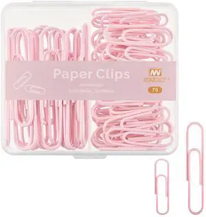 NEEWAY Colorful Paper Clips Assorted Sizes, Small and Large Paper Clips, 70 Count (Light Pink) NEEWAY Colorful Paper Clips Assorted Sizes, Small and Large Paper Clips, 70 Count (Light Pink)
