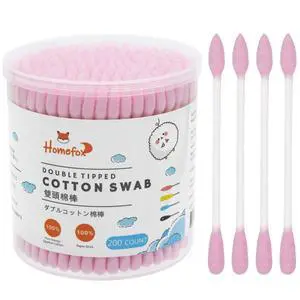 Pink Cotton Swabs Precision Pointed - 200 Count Pointy Organic Cotton Double Side Tightly Wrapped Cotton Tips Paper Stick Soft Gentle Lint-Free Cruelty-Free, Pointy & Round (Pink) Pink Cotton Swabs Precision Pointed - 200 Count Pointy Organic Cotton Double Side Tightly Wrapped Cotton Tips Paper Stick Soft Gentle Lint-Free Cruelty-Free, Pointy & Round (Pink)