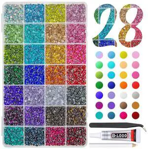 qiipii 28 Color 4mm Crystal Resin Rhinestones w B7000 Glue for Bedazzling Crafting SS16 Flatback Colorful Stones Crystals Gems Diamonds Bedaazler Kit for Nails Eyes Face Makeup Tumblers Bottles Crafts qiipii 28 Color 4mm Crystal Resin Rhinestones w B7000 Glue for Bedazzling Crafting SS16 Flatback Colorful Stones Crystals Gems Diamonds Bedaazler Kit for Nails Eyes Face Makeup Tumblers Bottles Crafts