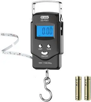 Fish Scale Luggage Scale Fishing Gear - 110lb/50kg Backlit LCD Display Digital Scale with Built-in Measuring Tape - Fishing Scale with 2 AAA Batteries, Pocket Size - Fishing Gifts for Men Fish Scale Luggage Scale Fishing Gear - 110lb/50kg Backlit LCD Display Digital Scale with Built-in Measuring Tape - Fishing Scale with 2 AAA Batteries, Pocket Size - Fishing Gifts for Men
