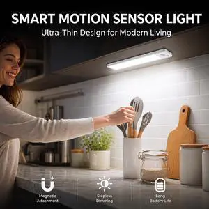 Under Cabinet Motion Sensor Lighting: Dimmable Rechargeable Lights Indoor - Battery Operated Lights - Undercabinet Wireless Closet Light Magnetic Led Light for Kitchen Home Bathroom Counter 5 Pack Under Cabinet Motion Sensor Lighting: Dimmable Rechargeable Lights Indoor - Battery Operated Lights - Undercabinet Wireless Closet Light Magnetic Led Light for Kitchen Home Bathroom Counter 5 Pack