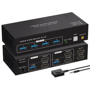 Dual Monitor KVM Switch HDMI Two Port 4K 60Hz KVM Switch for 2 Computers 2 Monitors with 4 USB 3.0 Ports Support Copy Extended Display and Desktop Control Including USB 3.0 Cable 15CM Longth Dual Monitor KVM Switch HDMI Two Port 4K 60Hz KVM Switch for 2 Computers 2 Monitors with 4 USB 3.0 Ports Support Copy Extended Display and Desktop Control Including USB 3.0 Cable 15CM Longth
