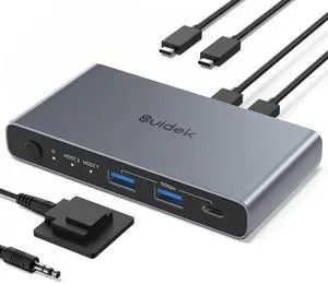 USB C KVM Switch 1 Monitor 2 Computers - 3 USB3.0 Ports 4K@60Hz Aluminum - 100W PD Charging - Dual USBC Input Share Keyboard Mouse Printer for Laptop Desktop Compatible with Windows, Mac, Linux USB C KVM Switch 1 Monitor 2 Computers - 3 USB3.0 Ports 4K@60Hz Aluminum - 100W PD Charging - Dual USBC Input Share Keyboard Mouse Printer for Laptop Desktop Compatible with Windows, Mac, Linux