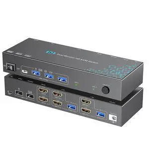 KVM Switch 2 Computers 2 Monitors HDMI, 8K 60Hz 4K120Hz 2 Port Dual Monitor KVM Switches for 2 PC Share 2 Display and Four USB 3.0 Devices KVM Switch 2 Computers 2 Monitors HDMI, 8K 60Hz 4K120Hz 2 Port Dual Monitor KVM Switches for 2 PC Share 2 Display and Four USB 3.0 Devices