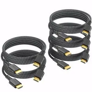 8K HDMI Cable 5-Pack 6FT, HDMI 2.1 Cord 48Gbps Ultra High Speed Braided Cable, Supports 8K@60Hz & 4K@240Hz/165/144Hz, HDR, eARC, VRR, Compatible with PS4/PS5, Xbox Series X, Switch, PC, Monitor 8K HDMI Cable 5-Pack 6FT, HDMI 2.1 Cord 48Gbps Ultra High Speed Braided Cable, Supports 8K@60Hz & 4K@240Hz/165/144Hz, HDR, eARC, VRR, Compatible with PS4/PS5, Xbox Series X, Switch, PC, Monitor