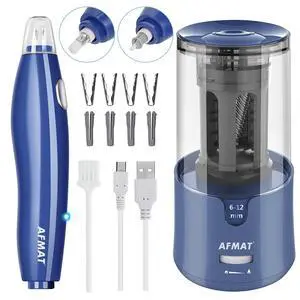 Electric Pencil Sharpener & Rechargeable Electric Eraser Kit, Auto Stop, Super Sharp & Fast, 140 Eraser Refills, Good for Drafting, Drawing, Crafts, Arts Electric Pencil Sharpener & Rechargeable Electric Eraser Kit, Auto Stop, Super Sharp & Fast, 140 Eraser Refills, Good for Drafting, Drawing, Crafts, Arts