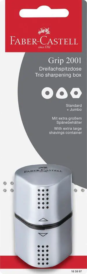 Grip Trio Pencil Sharpener: Silver Grip Trio Pencil Sharpener: Silver