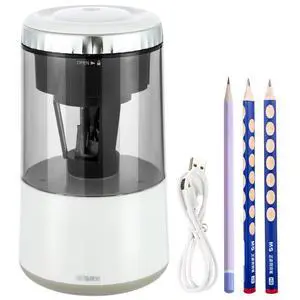 White Electric Pencil Sharpener, Portable Automatic Pencil Sharpener for Colored Pencils, Auto Stop,Fully Automatic Sharp & Fast, USB Operated for 7-8mm Pencils for Kids, School, Office, Home White Electric Pencil Sharpener, Portable Automatic Pencil Sharpener for Colored Pencils, Auto Stop,Fully Automatic Sharp & Fast, USB Operated for 7-8mm Pencils for Kids, School, Office, Home