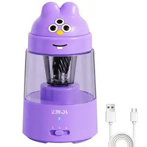 Colored Pencil Sharpener for Kids Gift, Rechargeable Electric Pencil Sharpener, Auto Stop, Pencil Sharpeners for Battery Powered Cute Purple Colored Pencil Sharpener for Kids Gift, Rechargeable Electric Pencil Sharpener, Auto Stop, Pencil Sharpeners for Battery Powered Cute Purple