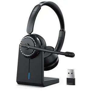 Wireless Headset with Mic for Clear Work Calls, Bluetooth 5.2 Headset with Noise Cancelling Microphone & Mute Button, 40H Talk Time for Zoom Teams, Home Office, PC Mac Laptop Phone (Glossy Black) Wireless Headset with Mic for Clear Work Calls, Bluetooth 5.2 Headset with Noise Cancelling Microphone & Mute Button, 40H Talk Time for Zoom Teams, Home Office, PC Mac Laptop Phone (Glossy Black)