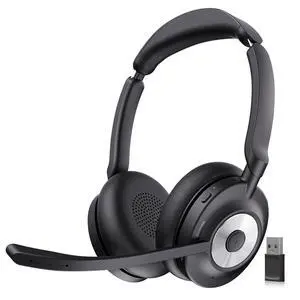 Bluetooth Headset with Microphone for PC & Laptop, Wireless Office Headset with USB Dongle, ENC Noise Cancelling Mic, 30H Talk Time, On-Ear Computer Headset for Zoom Teams Call Center Bluetooth Headset with Microphone for PC & Laptop, Wireless Office Headset with USB Dongle, ENC Noise Cancelling Mic, 30H Talk Time, On-Ear Computer Headset for Zoom Teams Call Center