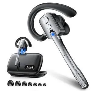 Bluetooth Headset, Wireless Headset with Dual-Mics & Noise Cancelling, Bluetooth Earpiece with Mute for Office Business Work Trucker, V5.3 Hands-Free Headset with QCC Chip for Phone PC iOS Android Bluetooth Headset, Wireless Headset with Dual-Mics & Noise Cancelling, Bluetooth Earpiece with Mute for Office Business Work Trucker, V5.3 Hands-Free Headset with QCC Chip for Phone PC iOS Android