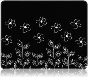 Mouse Pad, 12 x 10 in Flower Theme Computer Mouse Pad for Desk, Premium-Textured Non-Slip Rubber Stitched Edges Waterproof Square Mouse Mat for Gaming Work Wireless Mice, Black Mouse Pad, 12 x 10 in Flower Theme Computer Mouse Pad for Desk, Premium-Textured Non-Slip Rubber Stitched Edges Waterproof Square Mouse Mat for Gaming Work Wireless Mice, Black