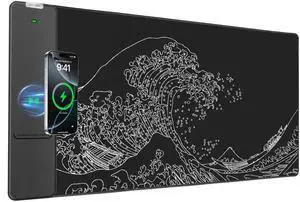 Wireless Charging Mouse Pad, 31.5"x15.8" Large Desk Mat, Smooth Glide Wireless Charging Mouse Pad, 31.5"x15.8" Large Desk Mat, Smooth Glide