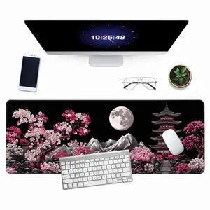 Black Pink Japanese Sakura Gaming Mouse Pad Cherry Blossom Tower Mountain Landscape for Computers Laptop Office, Design Desk Accessories Mat for Home&Game Decor 31.5x11.8 in Black Pink Japanese Sakura Gaming Mouse Pad Cherry Blossom Tower Mountain Landscape for Computers Laptop Office, Design Desk Accessories Mat for Home&Game Decor 31.5x11.8 in