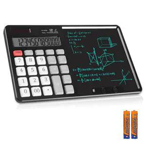 Calculator with Writing Pad - Solar & Battery Dual Power Supply - 12-Digit Large Display Calculator for Business and Office Use (HY-666S) Calculator with Writing Pad - Solar & Battery Dual Power Supply - 12-Digit Large Display Calculator for Business and Office Use (HY-666S)