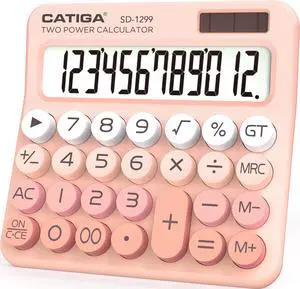 Mechanical Switch Calculator with Solar and Battery Dual Power, 12-Digit Large LCD Display, Aesthetic and Cute Desktop Calculator with Big Button, for Home, School and Office Use, SD-1299 Mechanical Switch Calculator with Solar and Battery Dual Power, 12-Digit Large LCD Display, Aesthetic and Cute Desktop Calculator with Big Button, for Home, School and Office Use, SD-1299