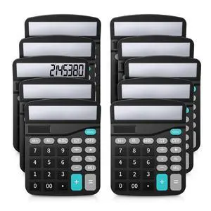Desk Calculators with Big Buttons and Large Display, Office Desktop Calculator Basic 12 Digit with Solar Power and AA Battery (Included), 10 Bulk Pack Desk Calculators with Big Buttons and Large Display, Office Desktop Calculator Basic 12 Digit with Solar Power and AA Battery (Included), 10 Bulk Pack
