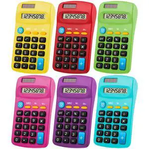 30 Pieces Small Basic Calculator Bulk 8 Digit Solar Battery Dual Power Mini Handheld Pocket Calculator for Classroom Kids Students Desktop School Office Home, 6 Colors 30 Pieces Small Basic Calculator Bulk 8 Digit Solar Battery Dual Power Mini Handheld Pocket Calculator for Classroom Kids Students Desktop School Office Home, 6 Colors