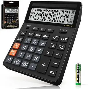 Calculators Desktop, 2026 Upgrade 14 Digit Large Size Calculator with 5-Inch LCD Display and Solar Power, Office Calculator for Desk (Black) Calculators Desktop, 2026 Upgrade 14 Digit Large Size Calculator with 5-Inch LCD Display and Solar Power, Office Calculator for Desk (Black)
