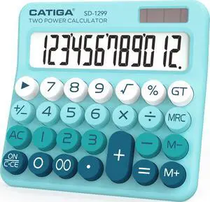 Mechanical Switch Calculator with Solar and Battery Dual Power, 12-Digit Large LCD Display, Aesthetic and Cute Desktop Calculator with Big Button, for Home, School and Office Use, SD-1299 Mechanical Switch Calculator with Solar and Battery Dual Power, 12-Digit Large LCD Display, Aesthetic and Cute Desktop Calculator with Big Button, for Home, School and Office Use, SD-1299