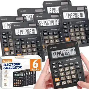 6 Pack Calculator Bulk, 12 Digit Desk Calculator with Large LCD Display & Big Buttons, Dual Power Solar & Battery, Standard Basic 4 Function Calculator for School, Office, Home 6 Pack Calculator Bulk, 12 Digit Desk Calculator with Large LCD Display & Big Buttons, Dual Power Solar & Battery, Standard Basic 4 Function Calculator for School, Office, Home