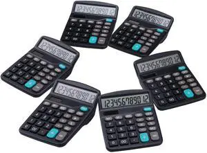 Desk Calculators with Big Buttons and Large Display, Office Desktop Calculator Basic 12 Digit with Solar Power and AA Battery (Included), 6 Bulk Pack Desk Calculators with Big Buttons and Large Display, Office Desktop Calculator Basic 12 Digit with Solar Power and AA Battery (Included), 6 Bulk Pack