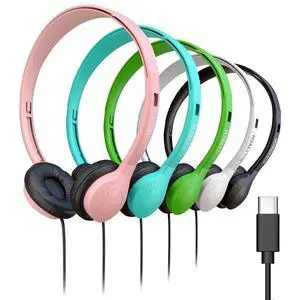 5 Pack Bulk Wired Headphones, Leather, USB-C, On-Ear, Compatible with Phone, Tablet, Laptop, PC for School, Online Class, Meeting, Web Conference, Practice, Test, Mix 5 Pack Bulk Wired Headphones, Leather, USB-C, On-Ear, Compatible with Phone, Tablet, Laptop, PC for School, Online Class, Meeting, Web Conference, Practice, Test, Mix