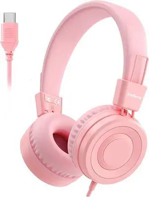 USB C Kids Headphones for School, Upgrade USB Type C Kid Headphone, 94 dB Volume Limiter Wired On-Ear Headset for Kids/Toddlers/Children/Teens/Boys/Girls-Light Pink USB C Kids Headphones for School, Upgrade USB Type C Kid Headphone, 94 dB Volume Limiter Wired On-Ear Headset for Kids/Toddlers/Children/Teens/Boys/Girls-Light Pink