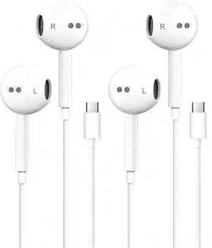 2 Pack Headphones with USB-C Plug, Wired Ear Buds with Built-in Remote to Control Music, Phone Calls, and Volume,Compatible for iPhone 15 16 17 Pro Max Plus - 2 Pack 2 Pack Headphones with USB-C Plug, Wired Ear Buds with Built-in Remote to Control Music, Phone Calls, and Volume,Compatible for iPhone 15 16 17 Pro Max Plus - 2 Pack