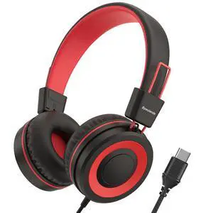 Upgrade USB Type C Kids Headphone for School, 94dB Safe Volume Limited, HD Stereo Sound, Foldable Lightweight On-Ear Headphones for Boys/Girls/Students/Tablet/Travel (Red Black) Upgrade USB Type C Kids Headphone for School, 94dB Safe Volume Limited, HD Stereo Sound, Foldable Lightweight On-Ear Headphones for Boys/Girls/Students/Tablet/Travel (Red Black)