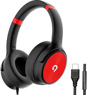 USB C Wired Over-Ear Headphones with Mic, Hi-Fi Stereo Sound, Noise-Isolating Ear Cups, Comfortable Fit for iPhone15/16, Samsung Galaxy S24/S23, Type-C Phones & Tablets (Black&Red) USB C Wired Over-Ear Headphones with Mic, Hi-Fi Stereo Sound, Noise-Isolating Ear Cups, Comfortable Fit for iPhone15/16, Samsung Galaxy S24/S23, Type-C Phones & Tablets (Black&Red)